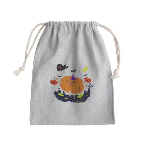 かぼちゃの提灯をもつかぼちゃ Mini Drawstring Bag