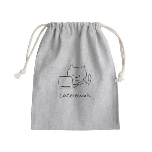 catelework テレワークネコ Mini Drawstring Bag