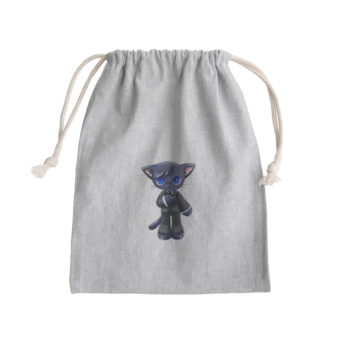 スーツのくろねこさん Mini Drawstring Bag