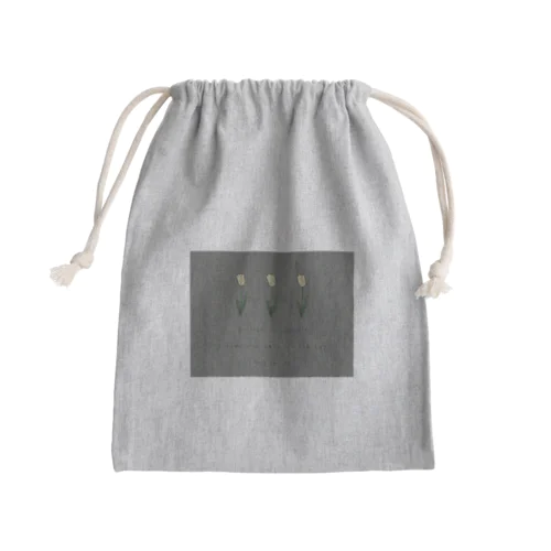 Khaki gray × Cream three tulip Mini Drawstring Bag