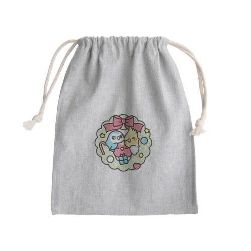 クリスマスリース コザクラインコ、オカメインコ Chubby Bird Mini Drawstring Bag