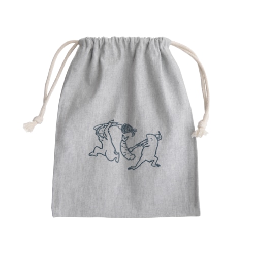 【ぎがといっしょ】《紺線》 Mini Drawstring Bag