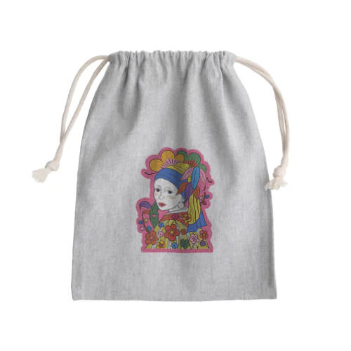 真珠の耳飾りの琉装風少女 Mini Drawstring Bag