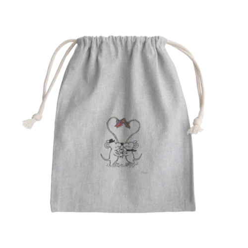 ジョーイとリリーのお花とお鼻でチュー✨ Mini Drawstring Bag