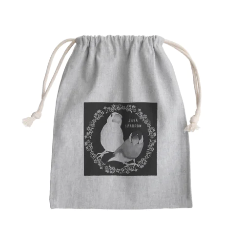 モノクロ文鳥さん Mini Drawstring Bag
