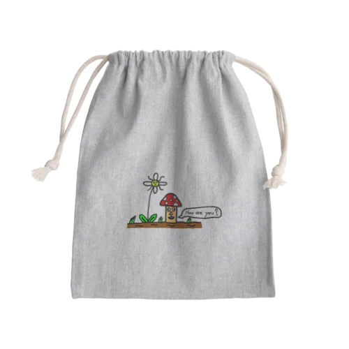 キノコと謎の花 Mini Drawstring Bag