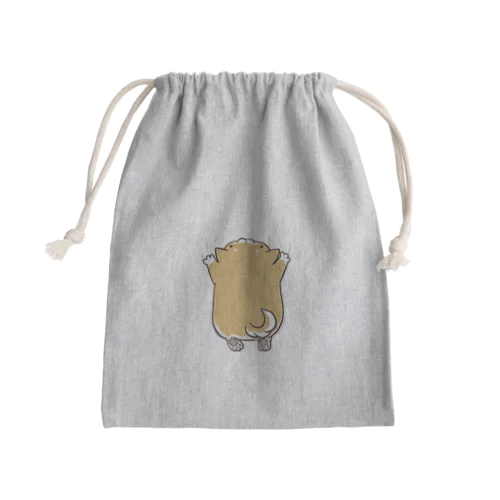 しがみつく犬【茶】 Mini Drawstring Bag