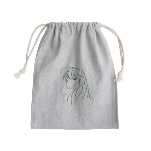 馬　カラフルラインアート　 Mini Drawstring Bag