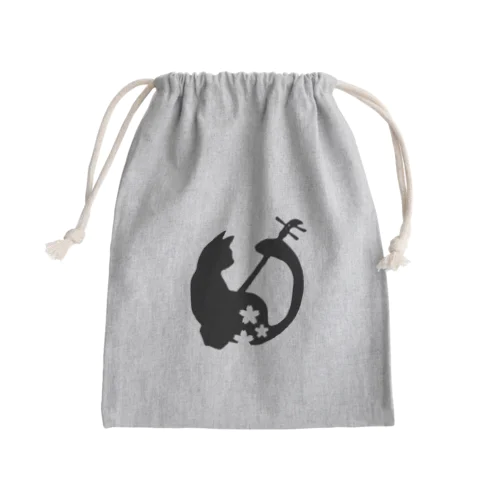 モノクロの36・桜猫三味線 Mini Drawstring Bag