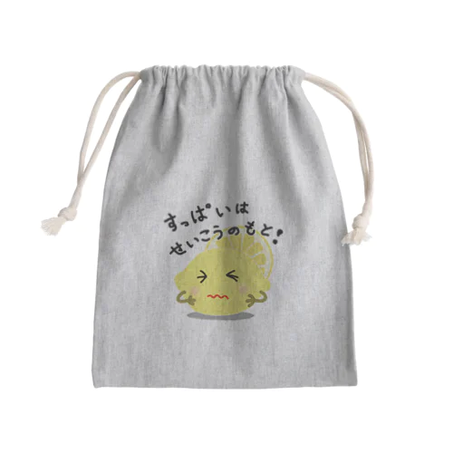 レモン　すっぱいはせいこうのもと　ロゴTシャツ Mini Drawstring Bag