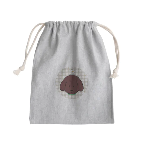 茶色ダックスとカチューシャ(チェック) Mini Drawstring Bag