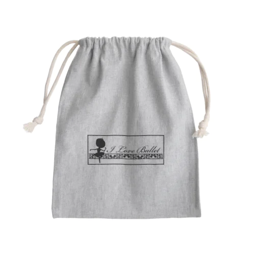 バレリーナ・影01（I Love Ballet/枠あり/黒/白背景） Mini Drawstring Bag