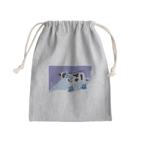 The cow skier Mini Drawstring Bag