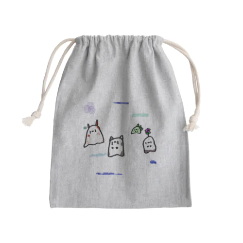 お散歩おばけ Mini Drawstring Bag