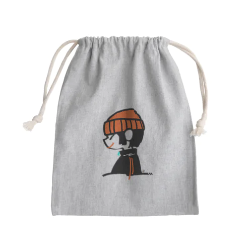 ツリ目さん/オレンジニット帽 Mini Drawstring Bag