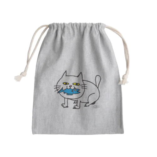 お魚くわえた猫 Mini Drawstring Bag