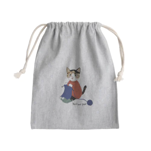 Knit and purr Mini Drawstring Bag