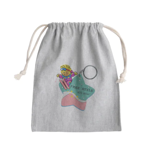 キーホルダーから飛び出すフリースタイルスキーヤー 296 Mini Drawstring Bag