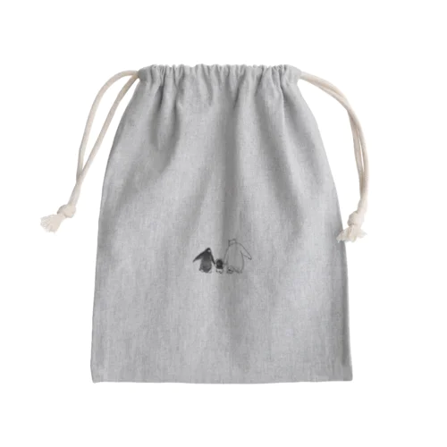 南極の家族　後ろ姿 Mini Drawstring Bag