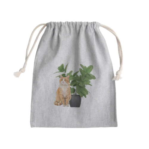 植物とねこ Mini Drawstring Bag