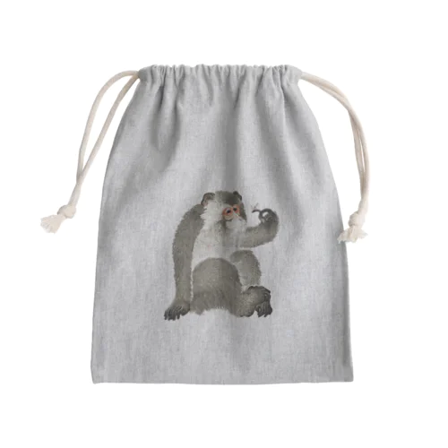 小原古邨　猿と蜻蛉（猿と虫）Ohara Koson / Monkey with insect Mini Drawstring Bag