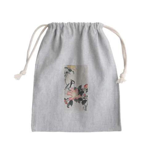 小原古邨　椿に四十雀  Ohara Koson / Great tit on branch with pink flowers  Mini Drawstring Bag