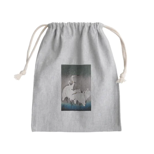 小原古邨　雪中群鷺（白鷺の群れ）日本のアートTシャツ＆グッズ Mini Drawstring Bag