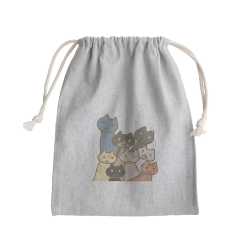 にゃんこ大集合 Mini Drawstring Bag