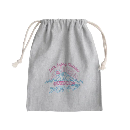 アウトドア（ネオン富士山） Mini Drawstring Bag