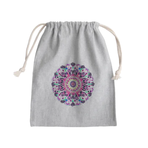 Mandala Flower Mini Drawstring Bag