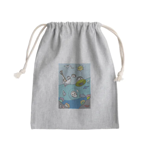 ハチとアリの海水浴(両面プリント) Mini Drawstring Bag