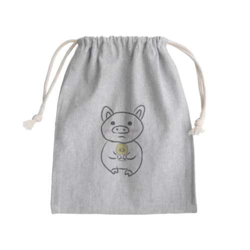 乾杯待ちのぶた　カラーver. Mini Drawstring Bag