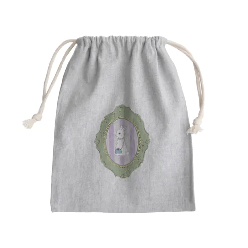 おでかけ白うさぎ Mini Drawstring Bag