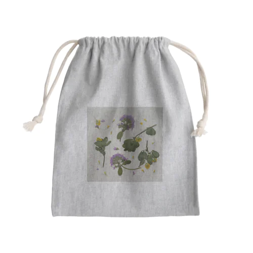 押し花『さんさ　しおん』 Mini Drawstring Bag