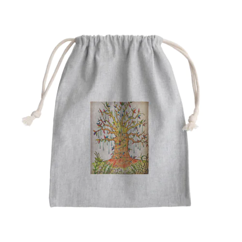 カラフル木 Mini Drawstring Bag