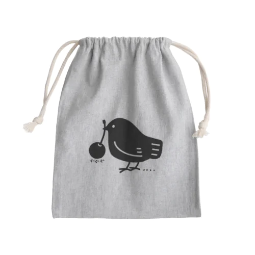 みつぐトリ黒 Mini Drawstring Bag