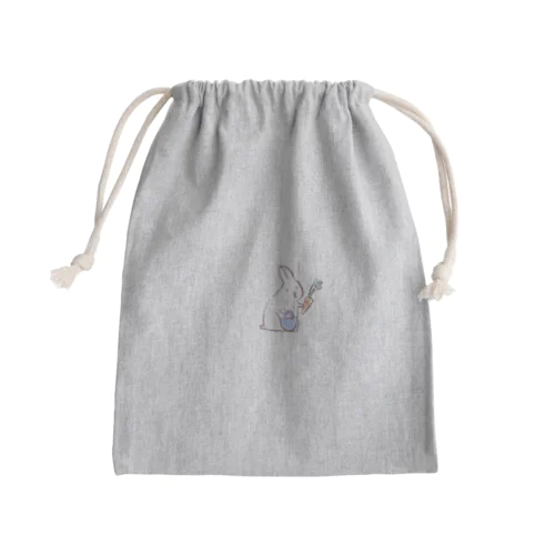 おかいものうさぎ　白 Mini Drawstring Bag