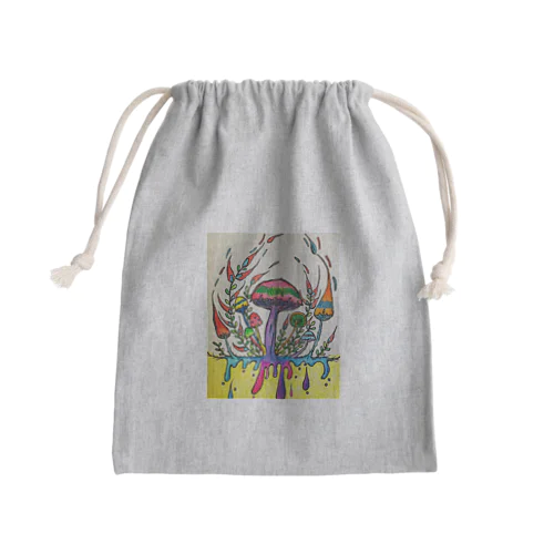 カラフルきのこ Mini Drawstring Bag