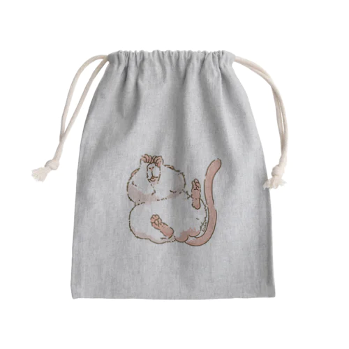 あおむけラットちゃん01 Mini Drawstring Bag