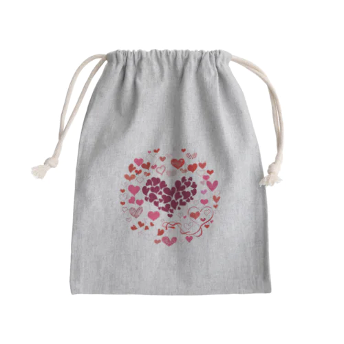 ハートマークいっぱい Mini Drawstring Bag