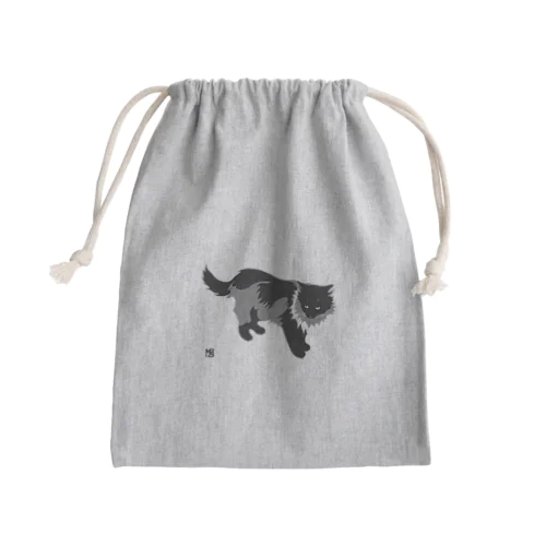 たてがみのある猫の布かばん・白黒 Mini Drawstring Bag