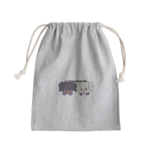 ダックスフンド-ブラックタン&ホワイト・クリーム「I♡DACHSHUND」 Mini Drawstring Bag