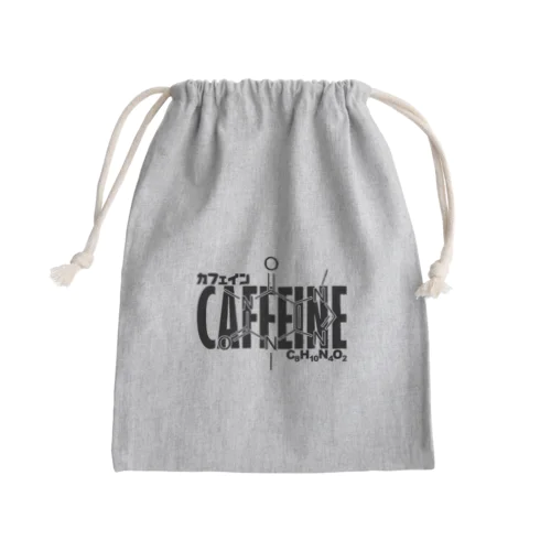 化学Tシャツ：カフェイン：コーヒー：紅茶：化学構造・分子式：科学：学問：理系 Mini Drawstring Bag