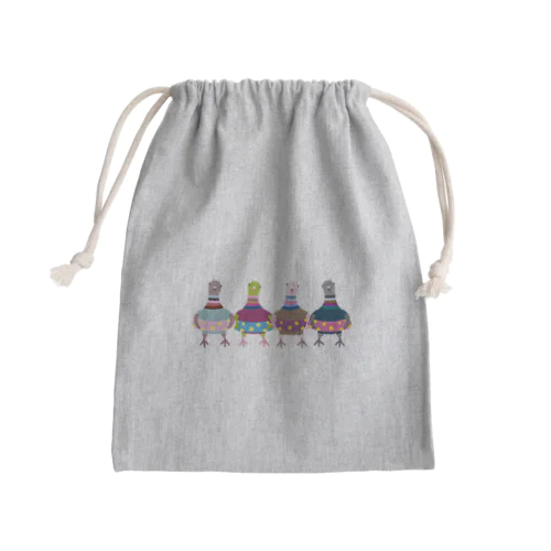 ハトのモモヒキ・マリン Mini Drawstring Bag