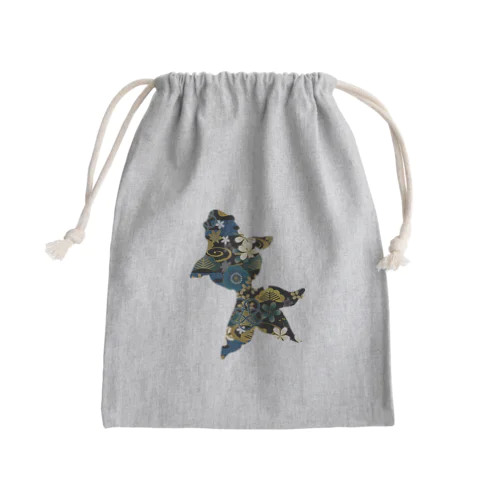 和柄・金魚（青） Mini Drawstring Bag