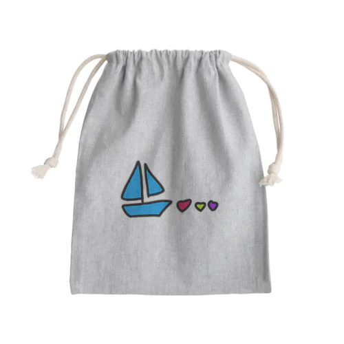 ハートを連れたヨットくん Mini Drawstring Bag