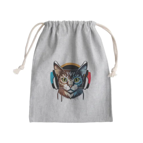 DJ Cat Mini Drawstring Bag