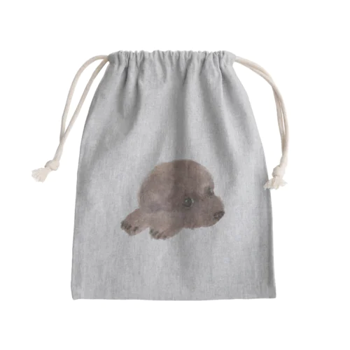 水彩画トイプードルちらっ Mini Drawstring Bag