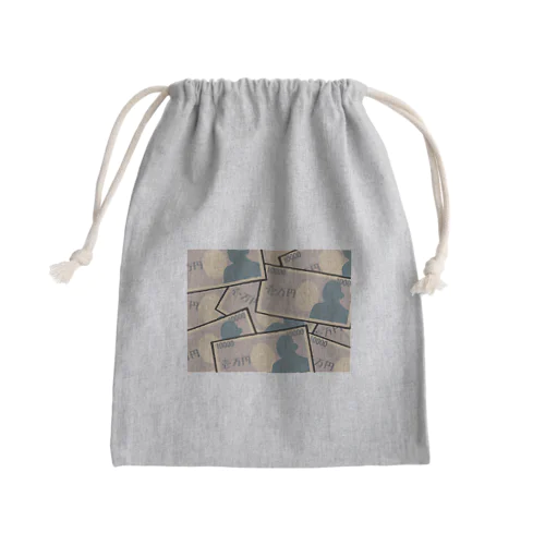 一面に敷き詰めた一万円札イラスト Mini Drawstring Bag