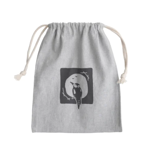 アカゲラ君　モノクロ Mini Drawstring Bag